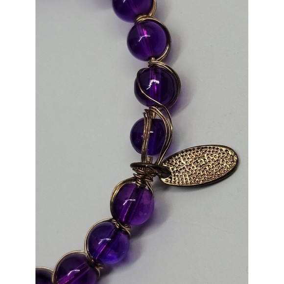 Jules B Funky Statement Purple Beaded Bracelet Wire Wrapped Hippie Boho Bohemian - Picture 10 of 10